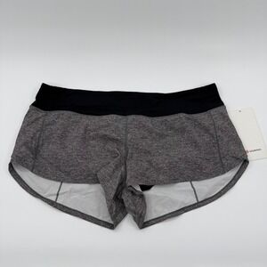 Lululemon Speed Up LR Short 2.5 Lined Heathered Black Grey LW7ATDR Size 12 NEW